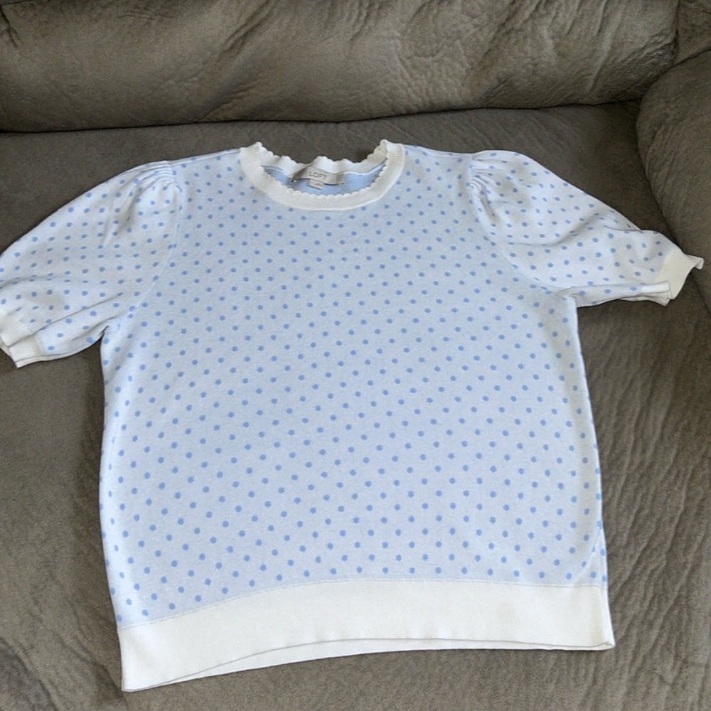 LOFT Pindot Scalloped Sweater Tee, large,